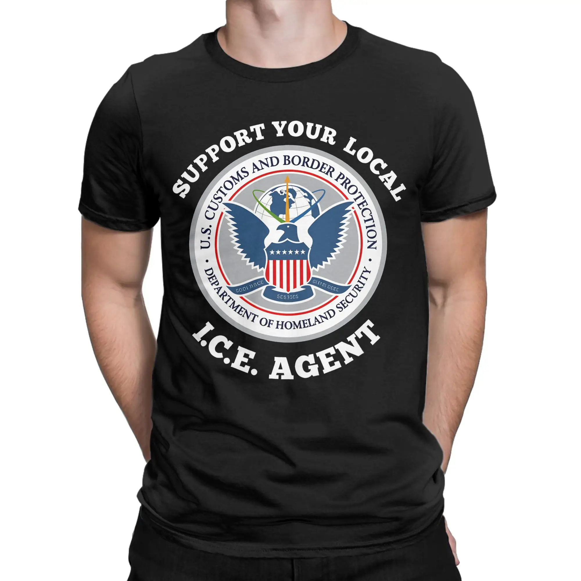 Men T-Shirt Immigration and Customs Enforcement  ICE  Awesome 100% Cotton Tees Short Sleeve  T Shirt Round Collar Clothes