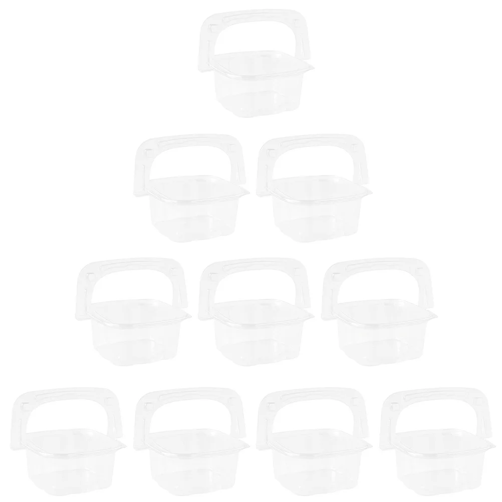 

10 Pcs Flower Basket Cake Box Bake Clear Snack Transparent Container Mousse Vacuum
