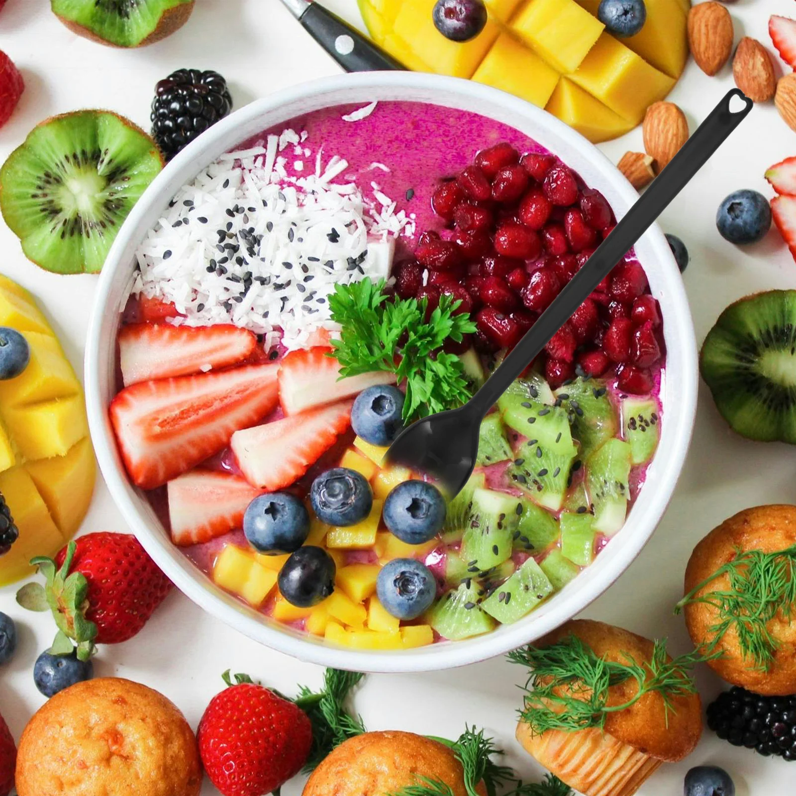 

100Pcs Reusable Long Handle Plastic Stirrers Versatile for Coffee Tea Iced Beverages Easy to Clean and Sturdy Design Black