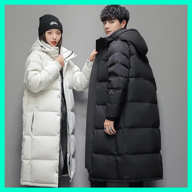 

2023 Winter New Youth Fashion Trend Warm Extended Cotton Coat Couple Casual Fashion Loose Versatile Cotton Coat