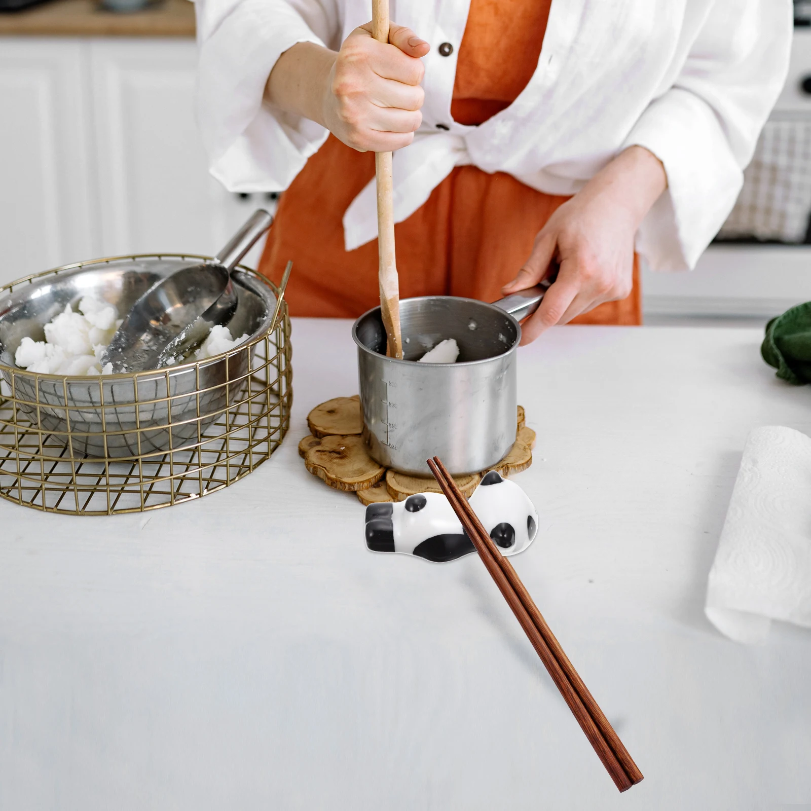 

6Pcs Panda Chopstick Rests Ceramic Holders Tableware Organizer Dining Table Decorative Gift Chopstick Rest Desktop Paint Holders