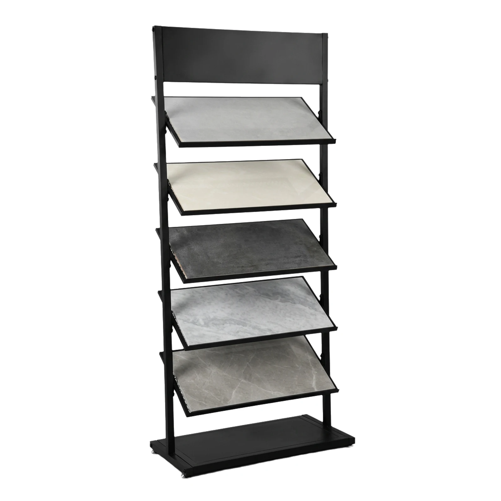 5-Tier Tile Retail Display Rack 26.38x13.78x59.06inch Building Material Samples Display Shelf for Exhibition Craft Fair Supplies