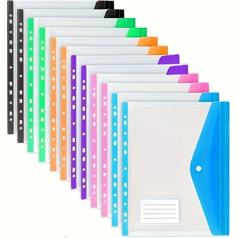 A4 Large Capacity Loose-Leaf File Pockets, Expandable Button And Label Pockets,Suitable for School,Home, Office- Portable Design