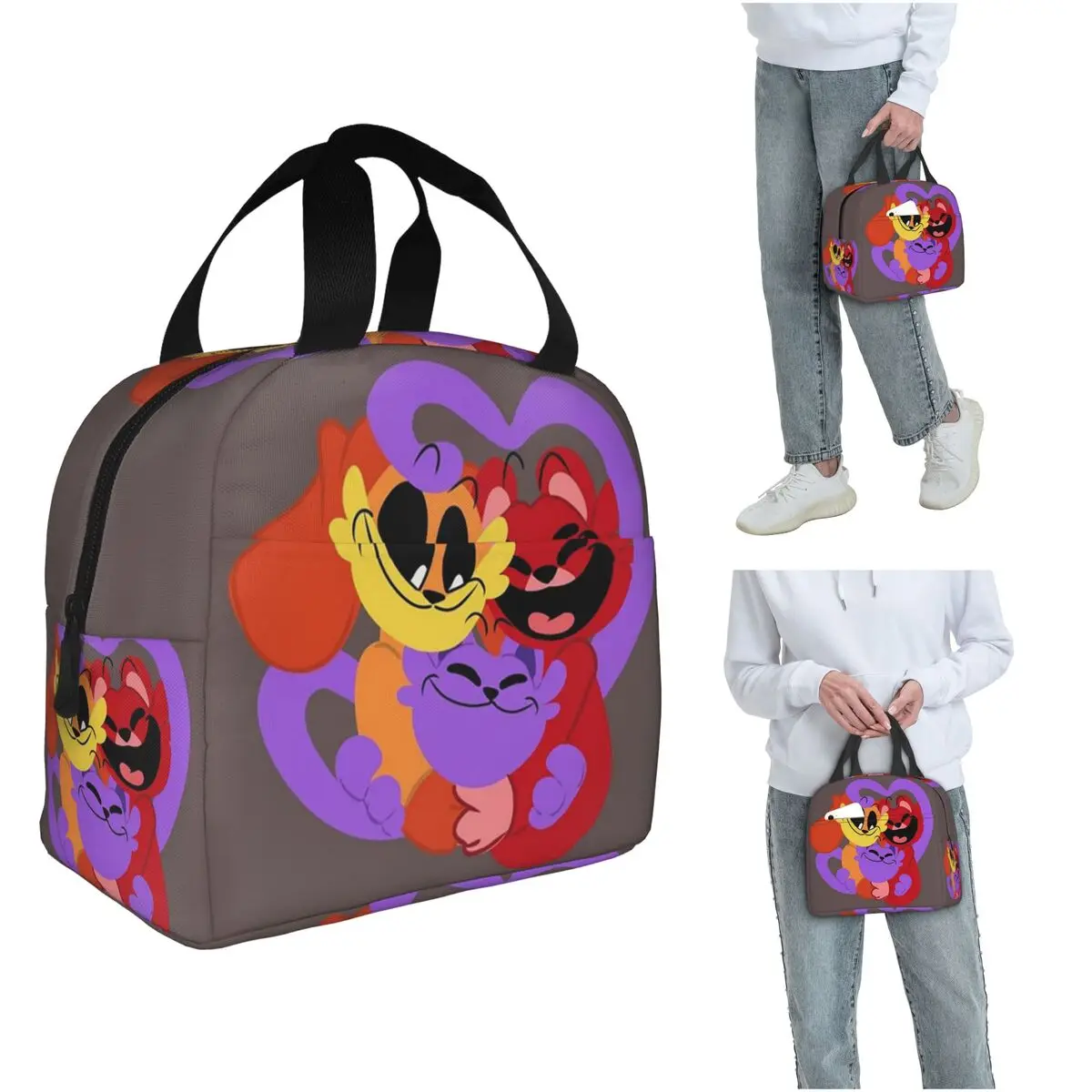 

Catnap And Dogday Together Happy Insulated Lunch Bag for Women Cooler Thermal Food Box Tote Portable Lunch Boxes Container