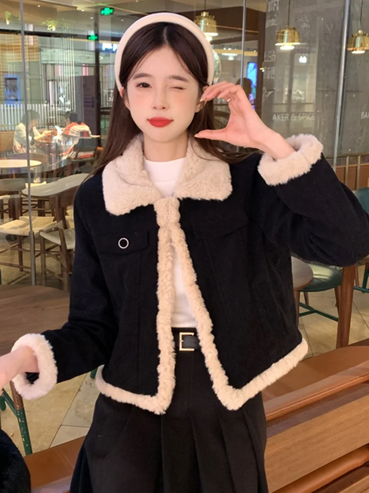 여성용 양털 재킷, 테니드 칼라, 출퇴근용, 겨울 아우터, 따뜻하고 다용도, 캐주얼 스트레이트 핏