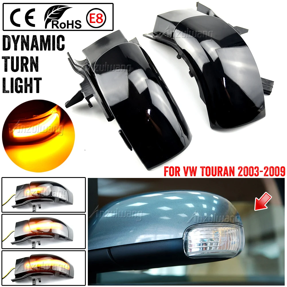 

2x Dynamic Blinker For VW Touran 2003 2004 2005 2006 2007 2009 LED Turn Signal Light Side Lamp arrow mirror indicator