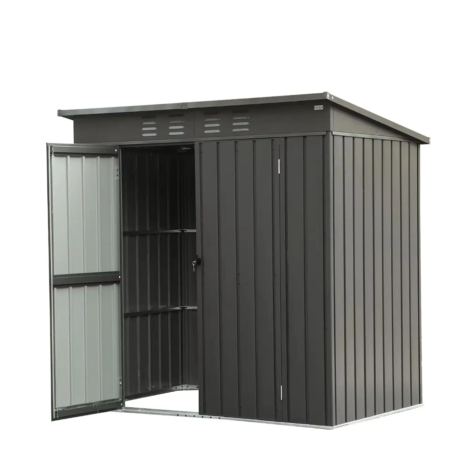 Outdoor Metal Storage Shed Galvanized Steel Sloping Roof 5x3ft, Customized