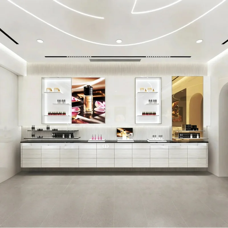 

custom.Factory Can Customize Layered Open Display Cabinets with Internal Layout Design and Illuminated Wooden Interior Desig