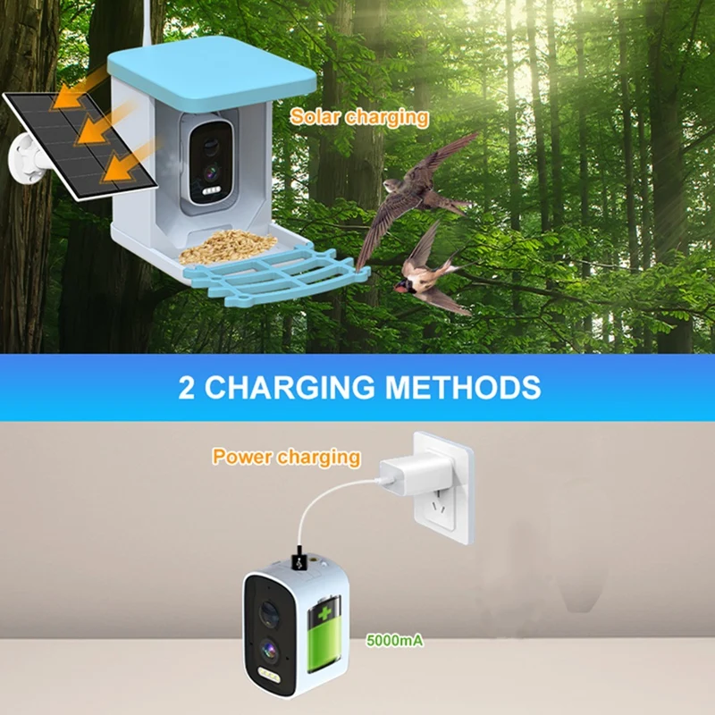 【Must-Haves】Bird Feeder Video Camera With Solar Panel Wifi Wireless Outdoor Solar Camera Motion Detection Bird Watching Camera