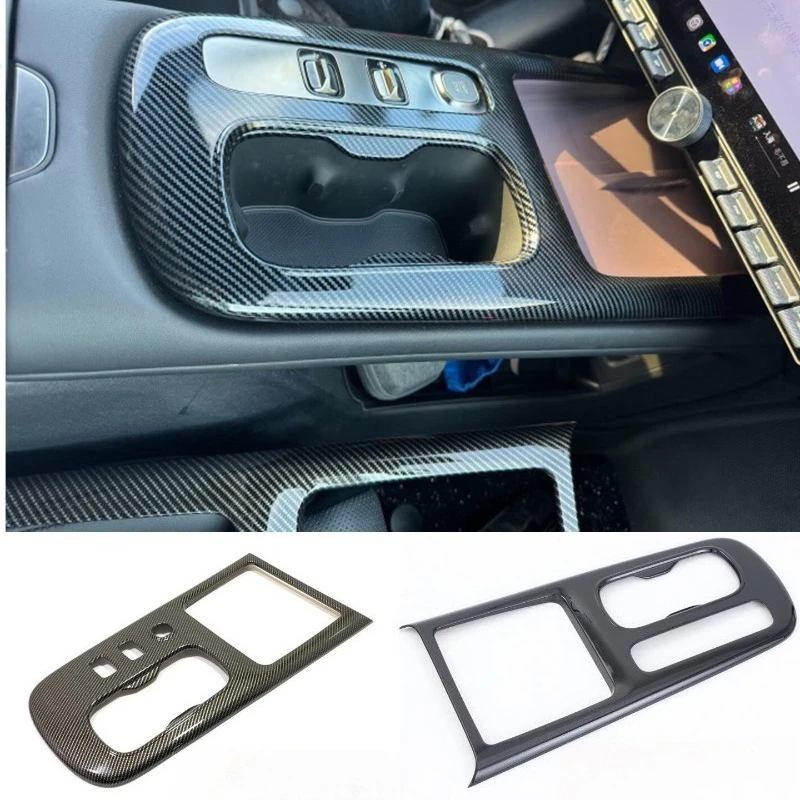 

Carbon Fiber Texture & Piano Black Gear Shift Frame Cover Sticker for Xiaomi SU7, Interior Decoration Accessories
