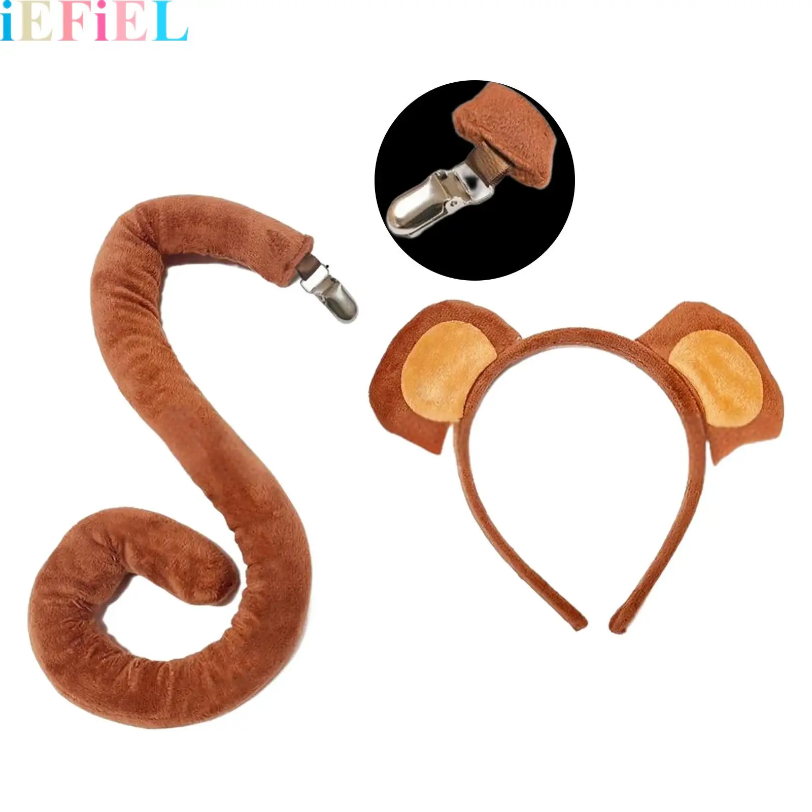 

Monkey Ears Headband And Tail Costume Accessories Set for Carnival Halloween Dance Fancy Party Performance