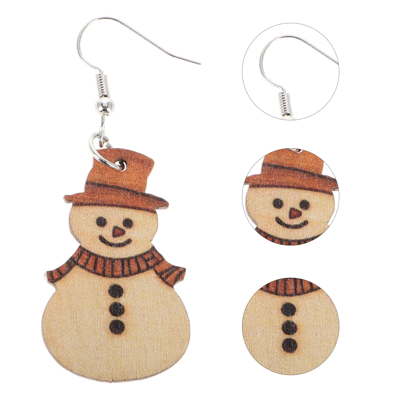 1 Pair Snowman Wooden Drop Dangle Earrings Cartoon Christmas Earrings For Women Girls Holiday Jewelry Xmas Party Decorations