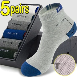 5Pairs Winter Bamboevezel Herensokken Ademend Katoen Brief Sport Sok Ademend Deodorant Business Sokken Maat 37-45 Sox