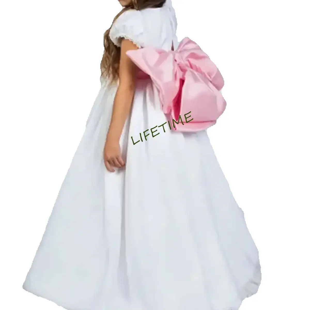 

CustomizedCustomized Satin Flower Girl Dresses For Wedding Floor Length Bow Sash Elegant Princess Birthday Party First Communion