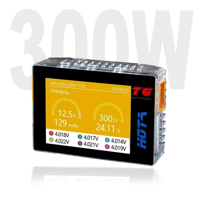 

HOTA T6 300W 15A Battery Charger LiHv Lipo NiMh Li-ion Ni-Cd Digital RC Charger 1-6S Lipo Balance Charger Discharger PD 90W 5A