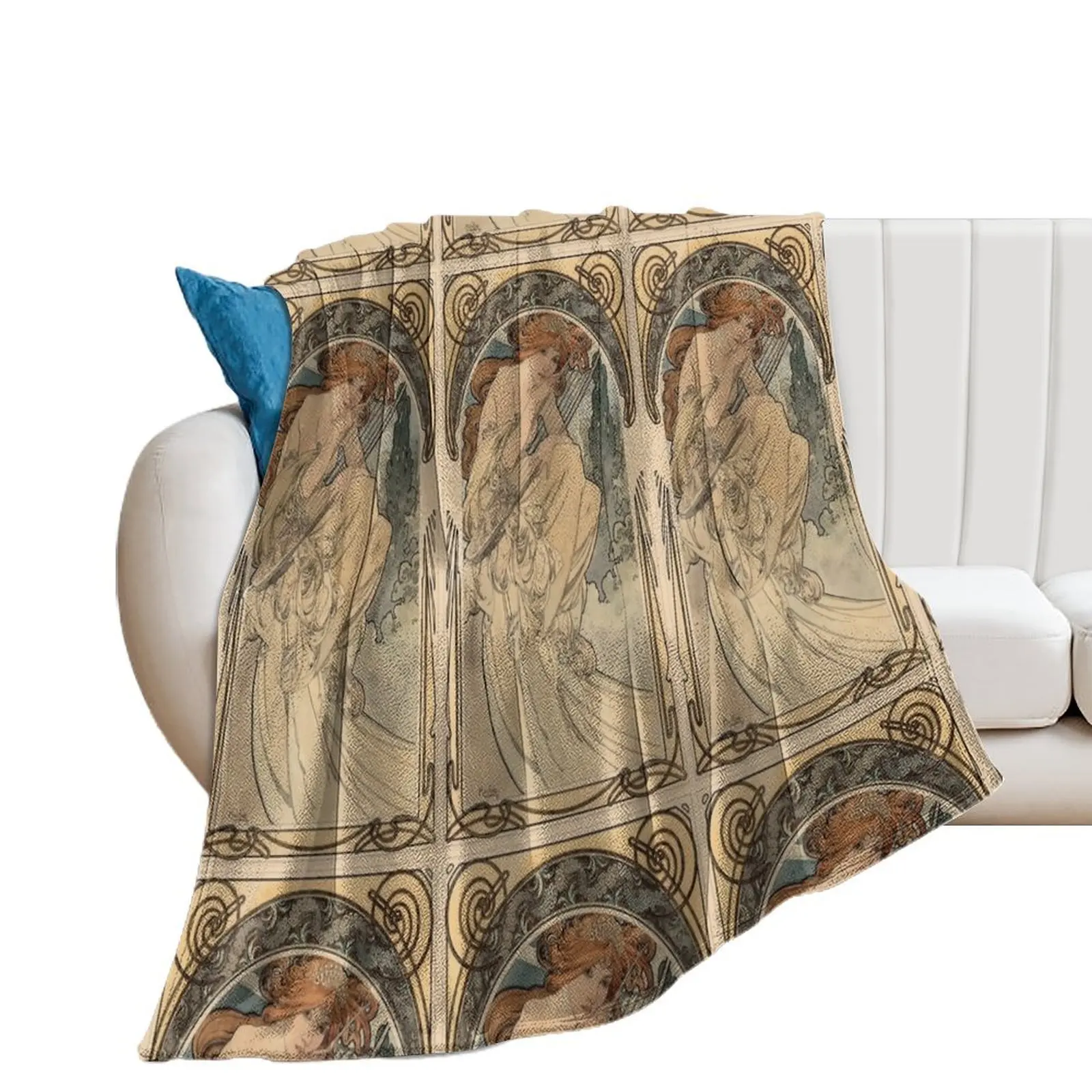 

Allegorie de la Musique by Alphonse Mucha Throw Blanket Luxury Designer heavy to sleep Blankets