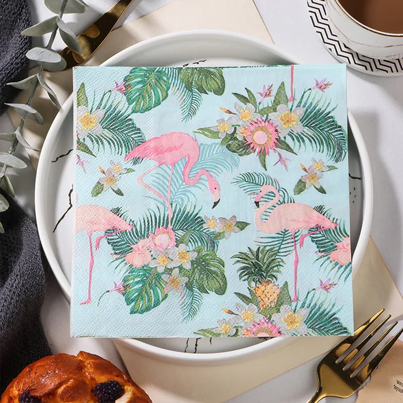 20pcs Flamingo Paper Napkin Summer Tropical Wedding Decoration Tissues Hawaii Bachelorette Party Decoration