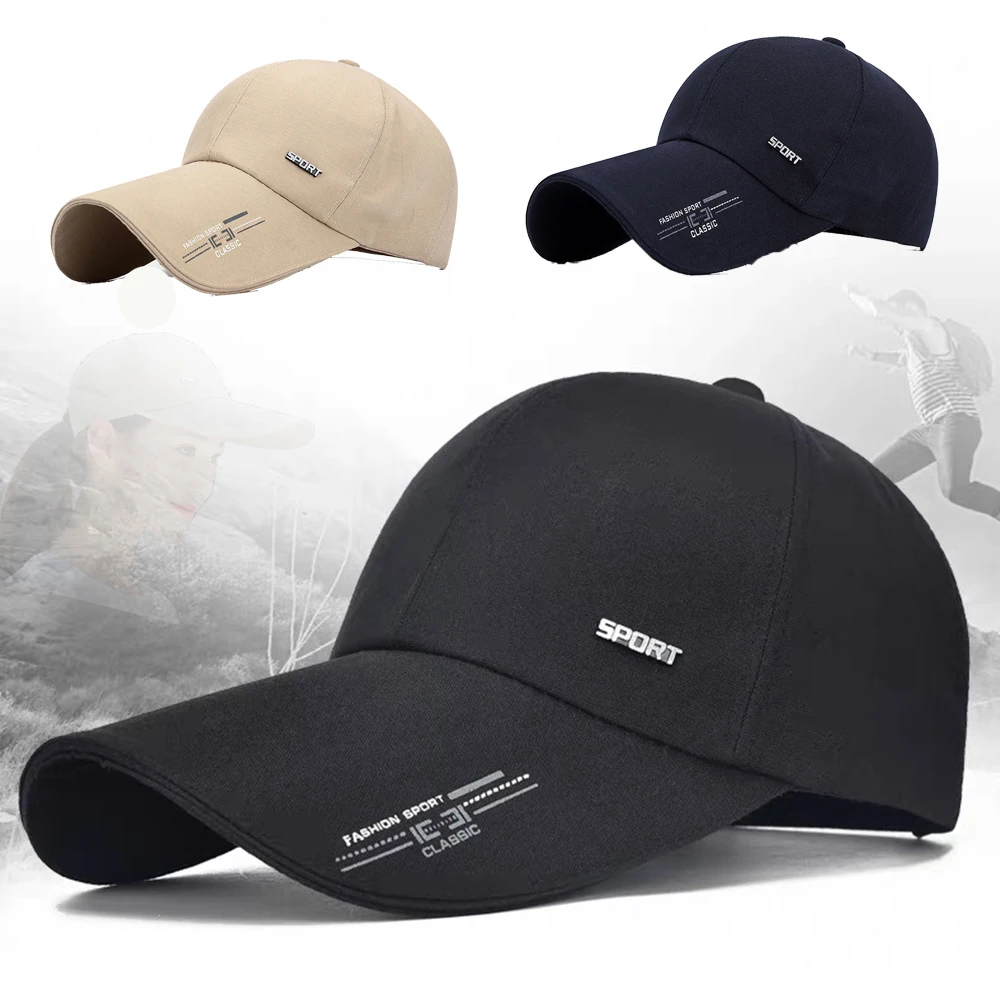 

New Spring Autumn Baseball Cap For Unisex Adjustable Sport Baseball Hats With Wide Brim Outdoor Fishing Cap Solid Color Sun Hat