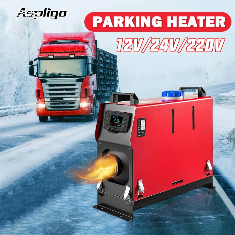 Aspligo 12V Diesel Air Heater 5KW Portable Diesel Heater Parking Heater LCD Switch Remote Control for Car RV Trailer Truck Boat