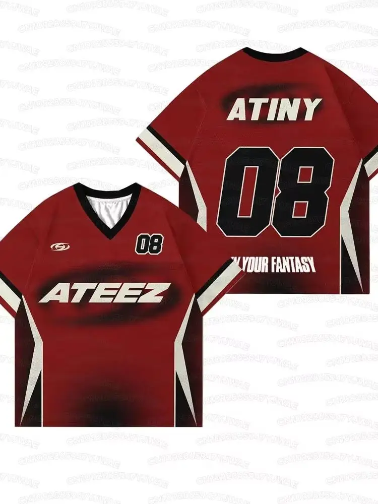 Summer Men's Women's Short Sleeve ATEEZ In Your Fantasy Tour Football Jersey kpop Album Casual T-shirt Tops Tee view 6