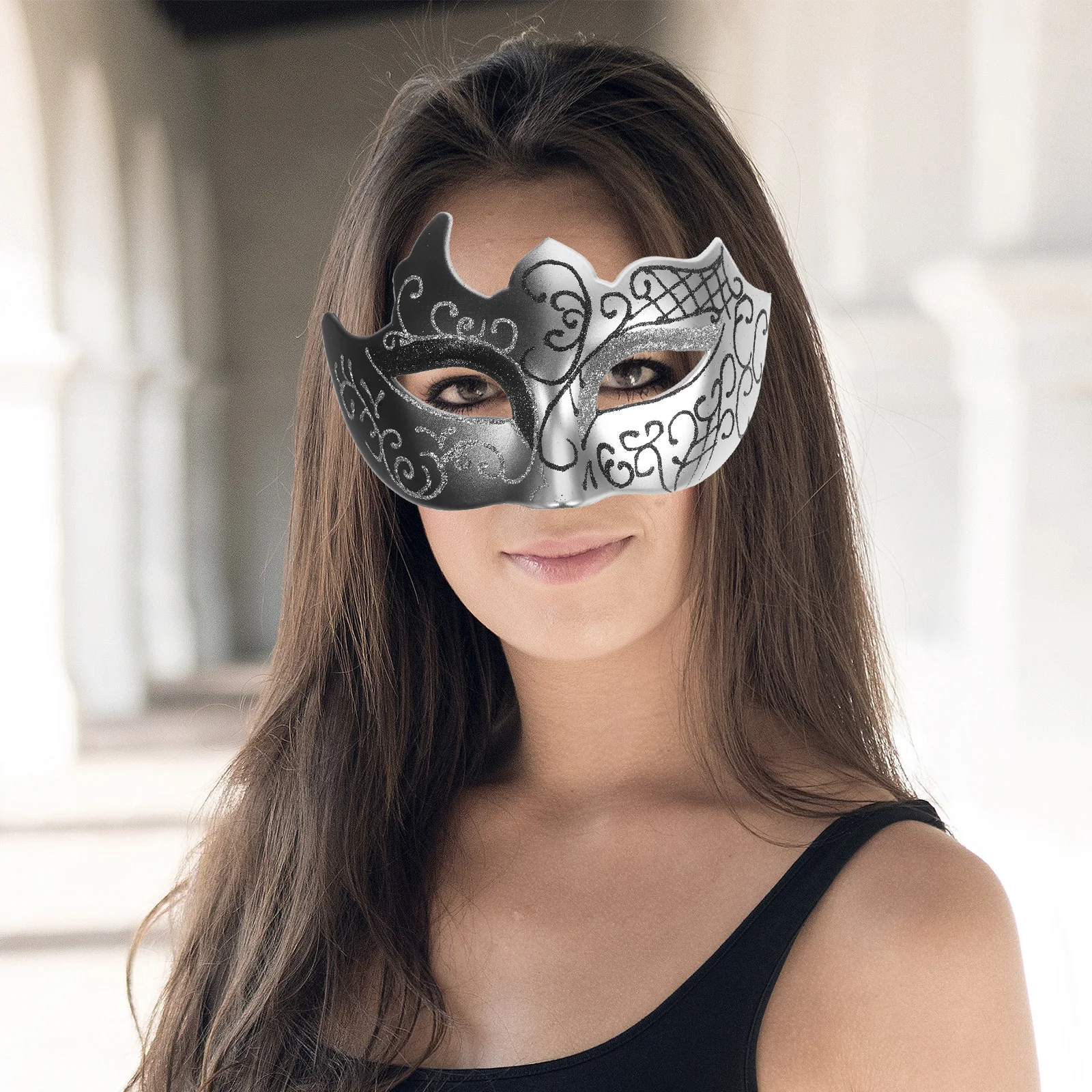 

Half Face Masquerade Mask Black Gold Plastic Party Accessories Women Halloween Cosplay Prop Carnival Masks