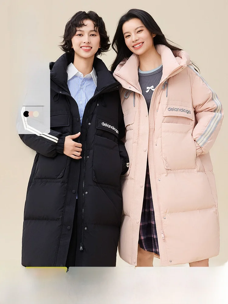 

Пуховик Snow Flying 2026: Новая коллекция осень-зима, женский удлиненный спортивный повседневный белый пуховик выше колена, теплый, простой, в корейском стиле