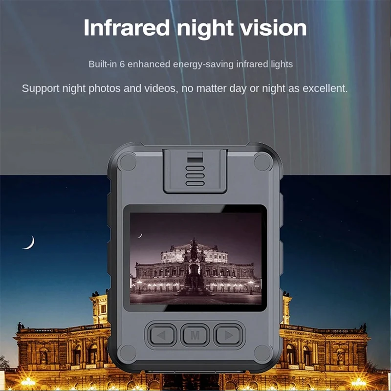 Mini Body Camera Full HD 1080P 2 Inch IPS Touch Screen Night Vision Video Recorder Security Guard Body Camera