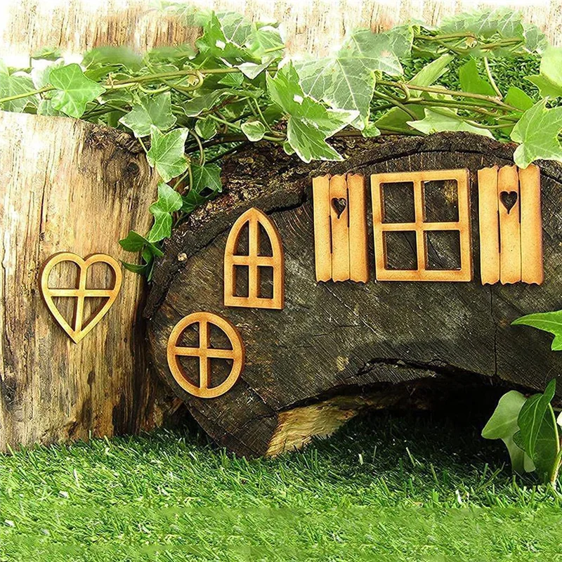 Wooden Fairy Garden Door,Miniature Garden Buildings , Garden Sculptures And Statues Durable Easy To Use
