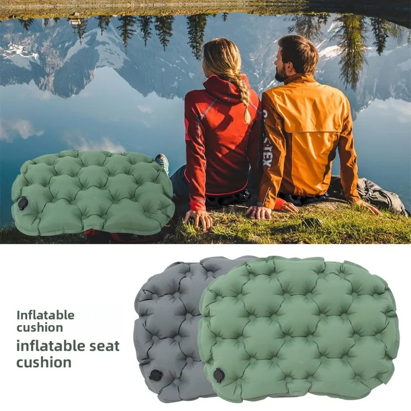 

Outdoor single-person inflatable pad - Portable and foldable - Camping / Office moisture-proof seat cushion