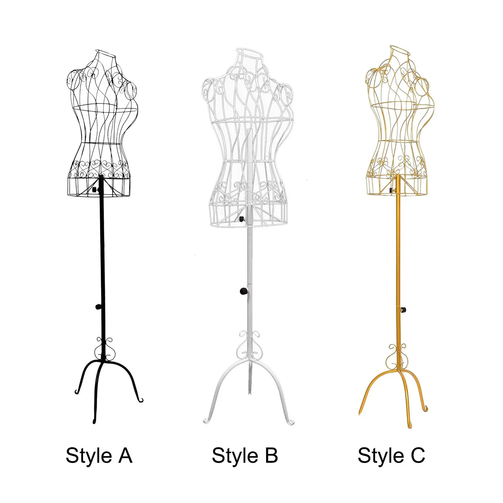 Female Mannequin Iron with Stable Base Adjustable Height Torso Body Dress Form for Tailor Dressmakers Shop Seamstress Display