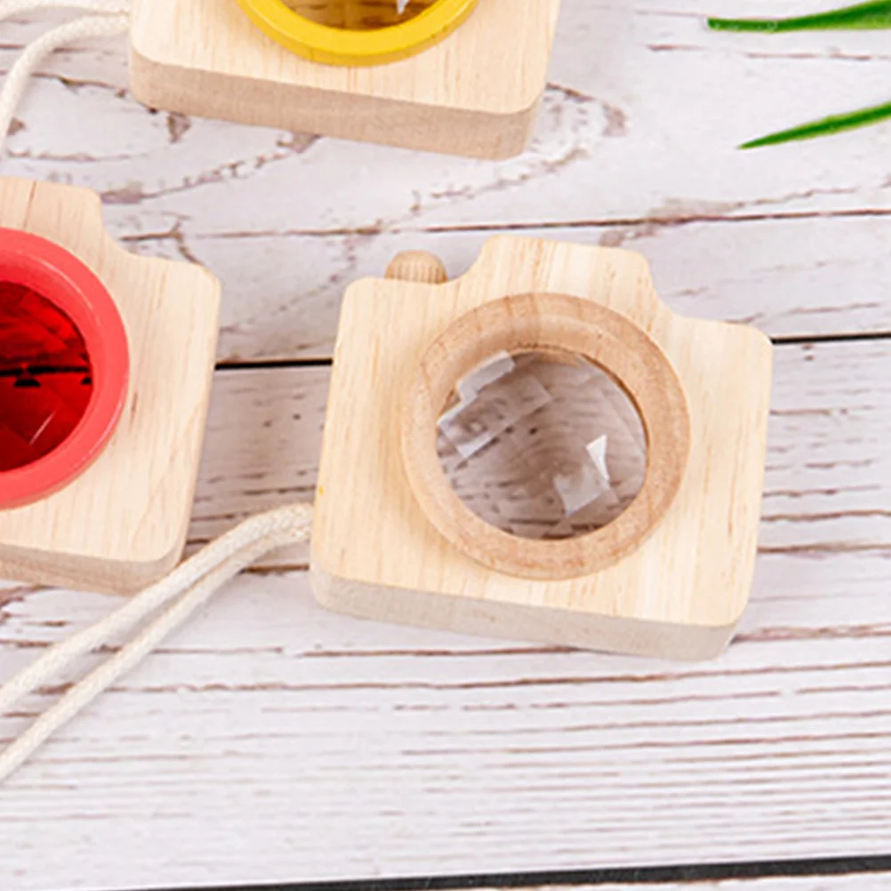 

2 Pcs Children's Kaleidoscope Toy Camera Decorative Toys Wooden Miniature for Party Favors Creative