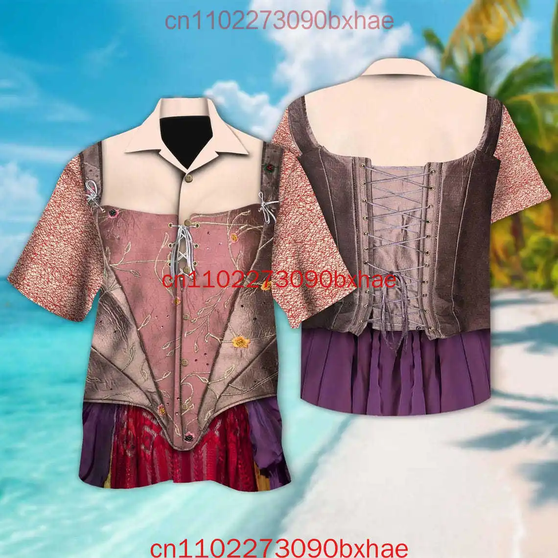 

New Halloween Disney Winifred Sanderson Hawaiian Costume 3D Print Disney Hocus Pocus Hawaiian Shirt Cosplay Tee