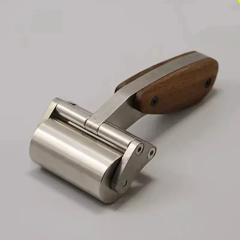 

Leather Heavy-duty Drum 304 Stainless Steel Black Walnut Handle Pressure Wheel DIY Handmade Leather Pressure Glue Tool