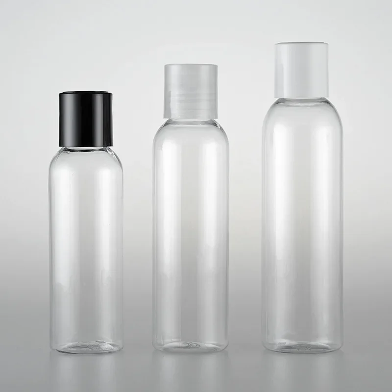 

Clear 120ML 150ML 200ML X 30 Empty Lotion Bottle With Disc Top Cap PET Shampoo Liquid Soap Plastic Container Travel Bottle