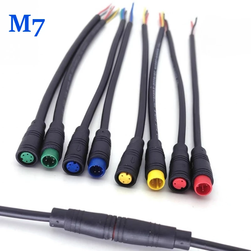 1set 2 3 4 5 6 Pin M7 Electric Bicycle Butt Joint Plug Wiring Line Scooter Brake Cable Pluger Signal Connecting Sensor Wire 20CM