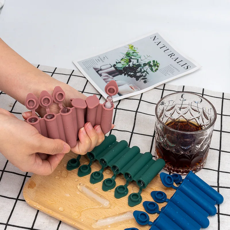 

Food Grade Silica Gel 6 Long Ice Bar with Cover Mini Popsicle Stick Model Ice Bar Mold Ice Storage Container