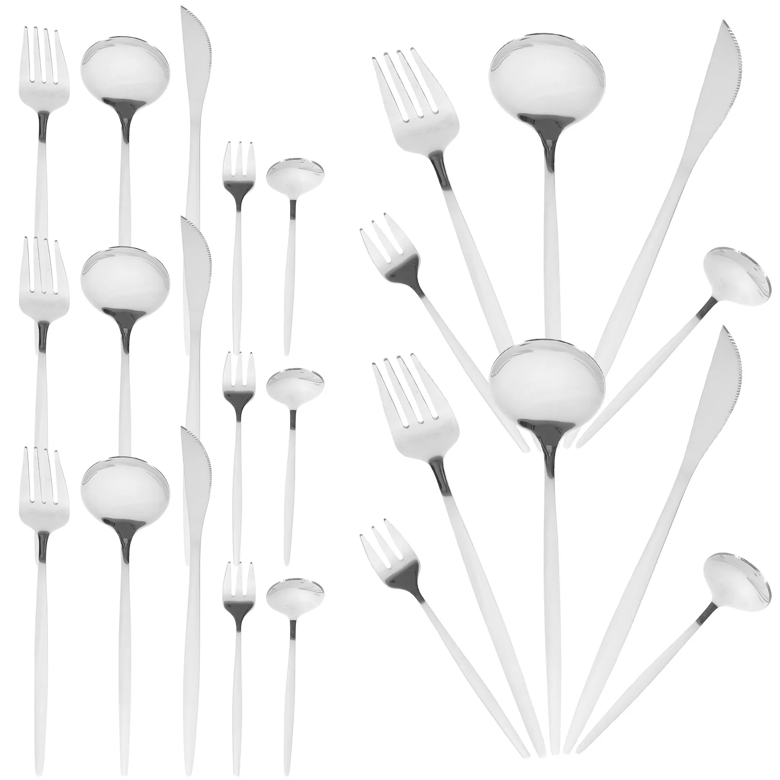 30 Pcs Steak Stainless Steel Cutlery and Spoon Set Travel Silverware Organizer Fork Kit