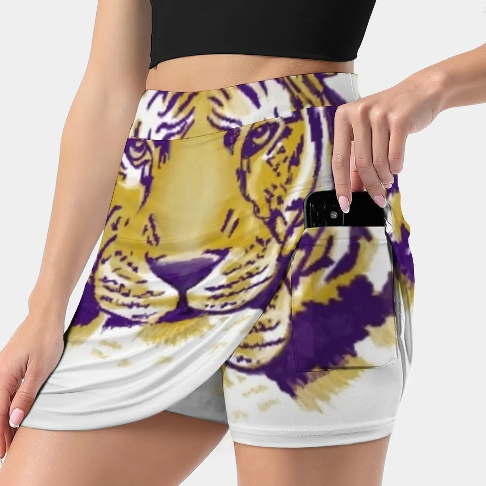 Tiger Full Face Women's skirt Sport Skort Skirt With Pocket Fashion Korean Style Skirt 4Xl Skirts Geaux Tigers Football Lsu