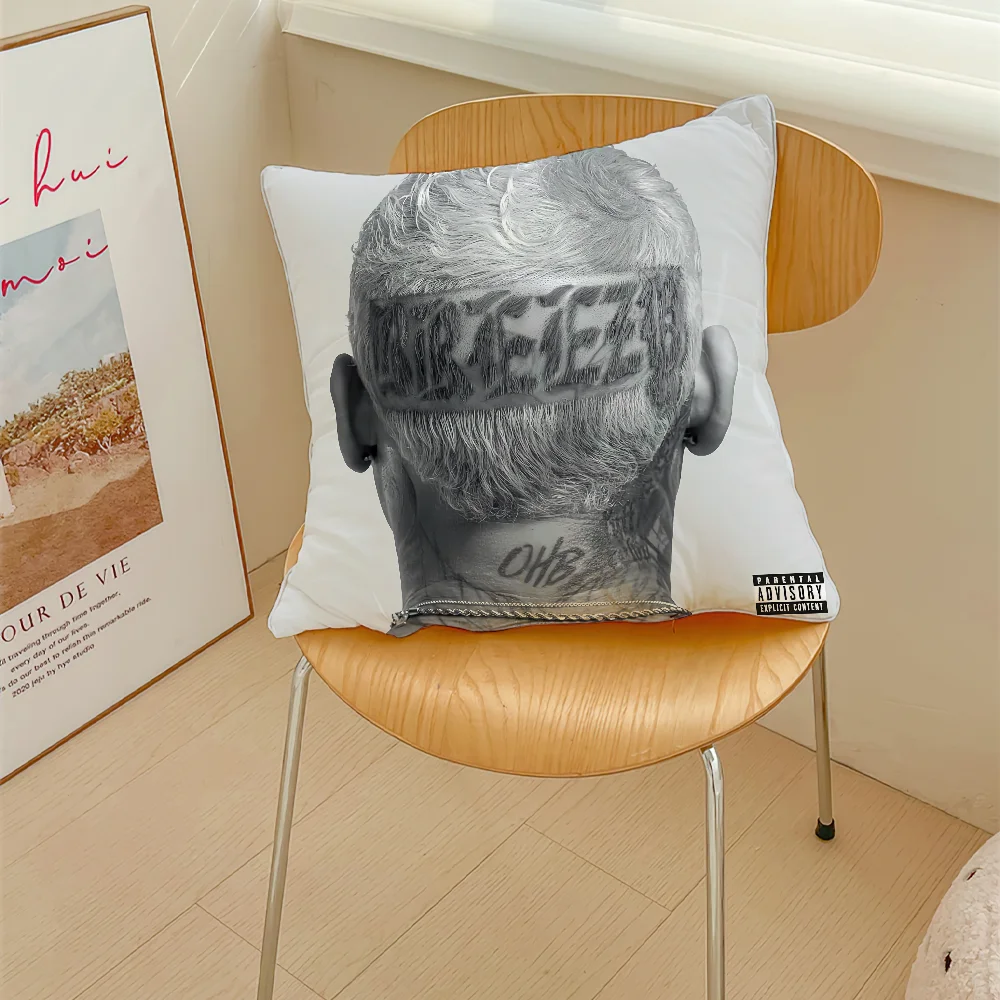 Rapper Chris Brown Pillow Case Sofa Decorative Home Double-sided Printing Short Plush Cushion Cover