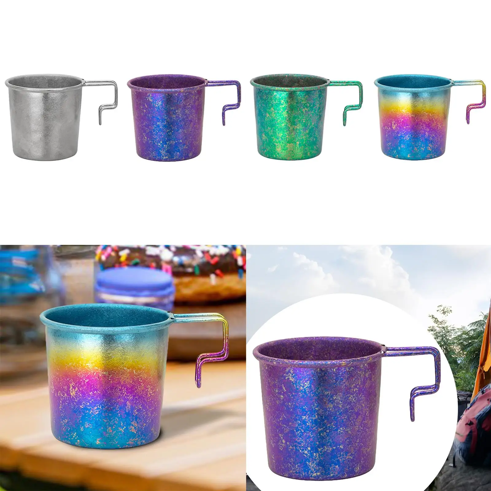 Titanium Cup Tea Water Cup Camping Cup Lightweight Metal Cup Outdoor Coffee Mug Travel Mug for Backpacking Hiking BBQ Fishing