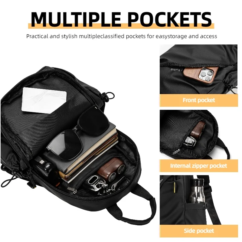 Minimalistische Herren-Brusttasche aus PU-Folie, Wasserdichte Umhängetasche, Neue Modische und Lässige Reise- und Pendler-Crossbody-Tasche – Detail 8