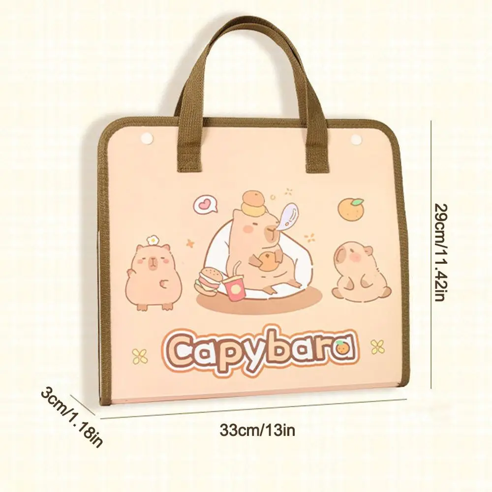 Cartoon Capybara/Panda Document Bag Multi-layer Classified Organ Bags with Handle Large Capacity Archive Bag School Office