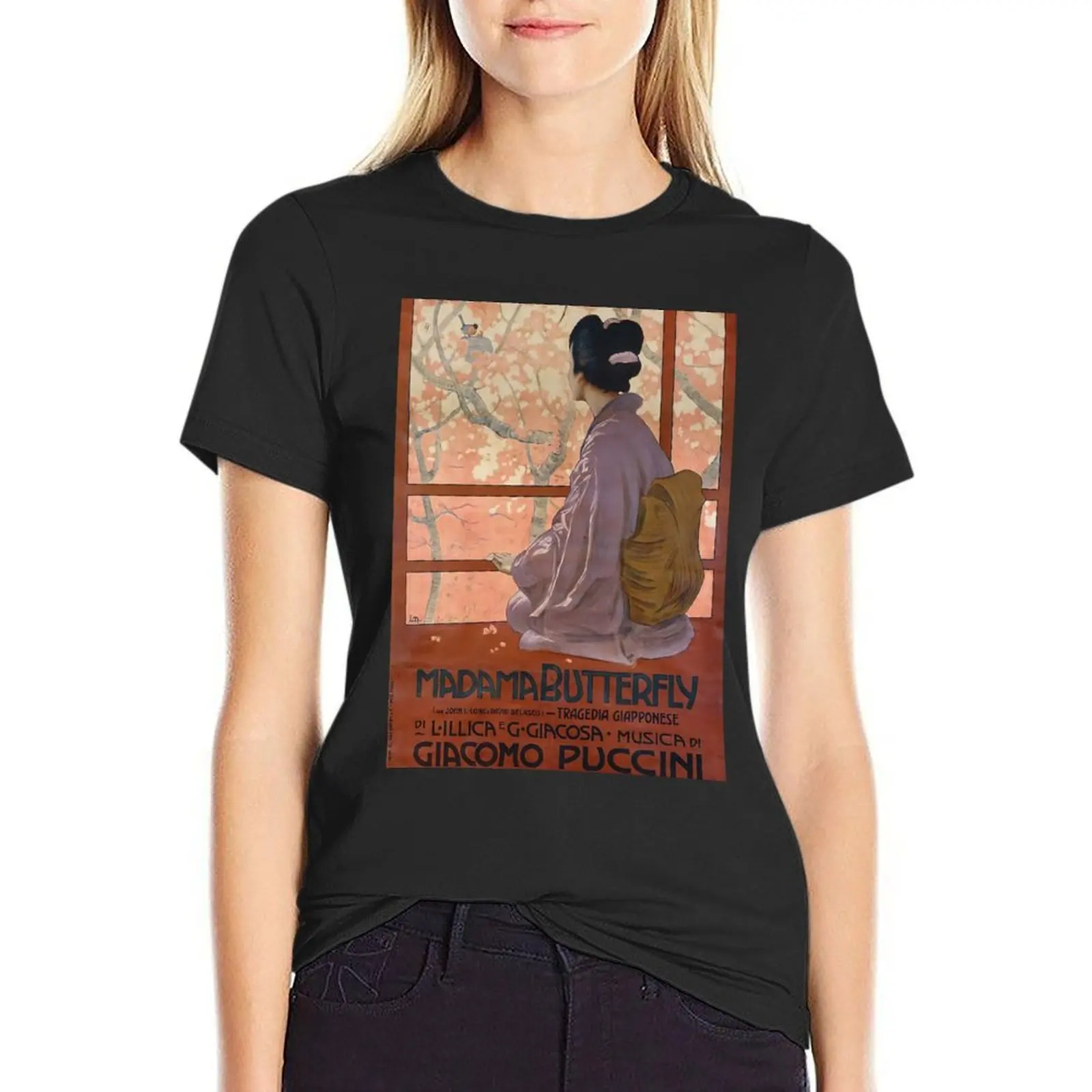 Madama Butterfly, opera poster T-Shirt new edition sublime cute tops customs design your own cropped t shirts for Women