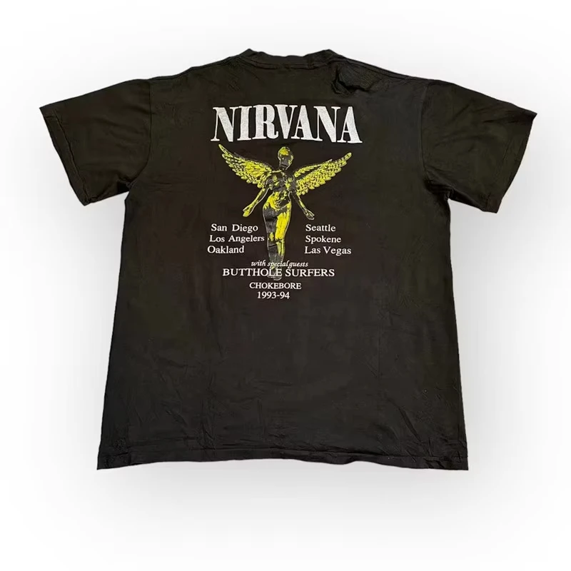 In Utero 1993-1994 Tour Back Print NIRVANA Band T-Shirt Cotton Graphic Tee Men Women Summer Streetwear