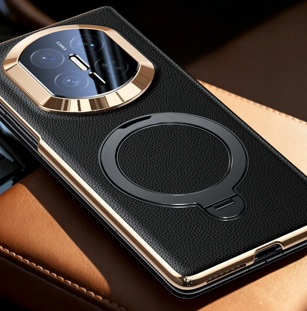 Genuine Cowhide Leather Litchi Pattern Case For Huawei Mate X5 X6 X7 Business Cover view 5