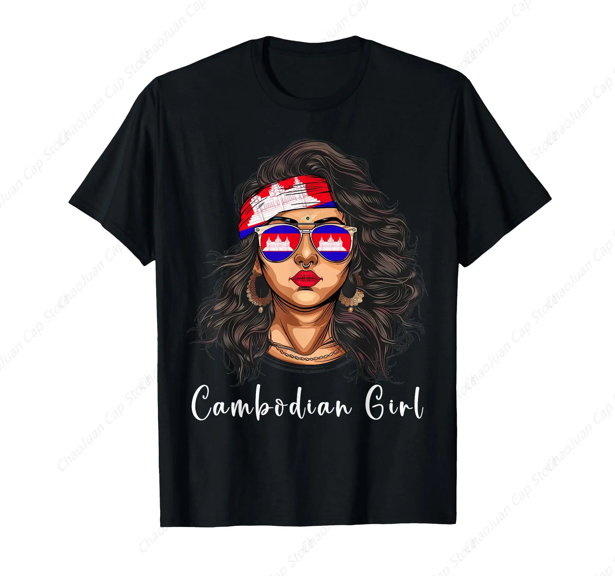 Cambodian Flag Souvenirs Woman Girl Products Cambodia T-Shirt
