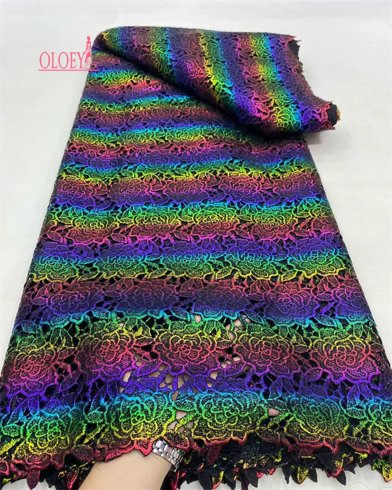 

Nigerian Guipure Cord Lace Fabric with High Quality African Mesh Milk Silk Embroidery for Women