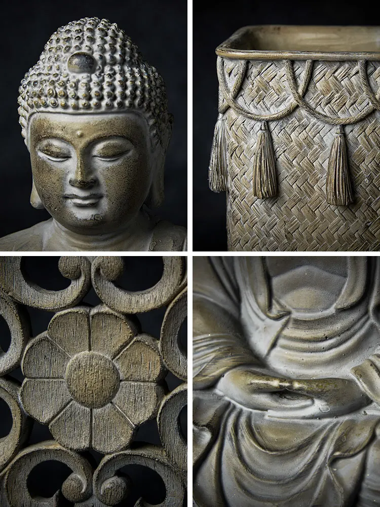 Estatua de Buda para decoración de escritorio, adornos pequeños de resina para coche, artesanía Interior creativa china, muebles para el hogar, mesa de té, sala de té