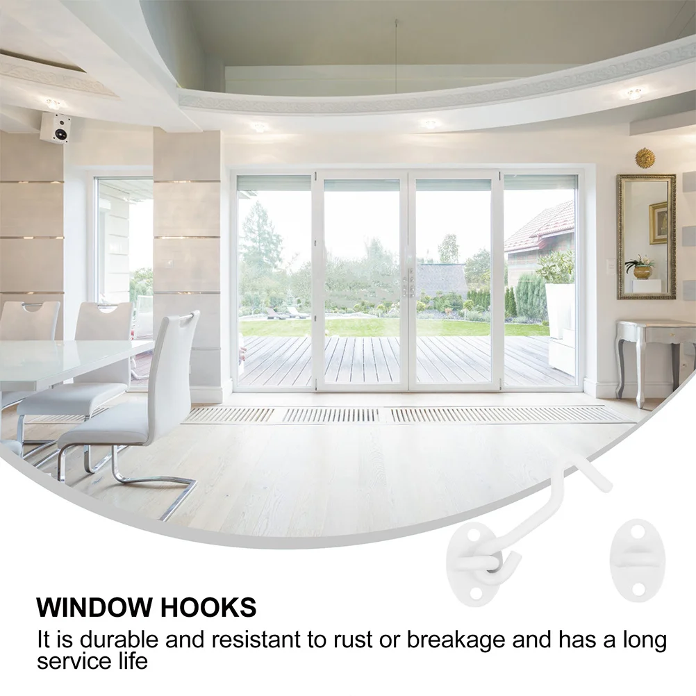 

4Pcs Swivel Window Hooks Durable Stainless Steel Hook and Eye Latch for Doors Garages Easy to Install Long Service Life