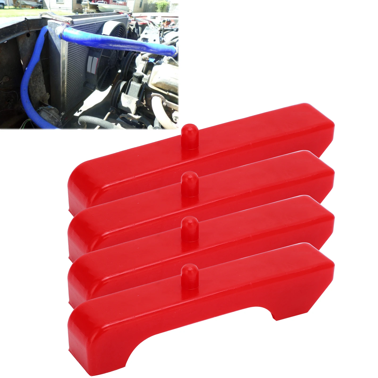 Small Block Engined Radiator Isolators Oil Resistant Red Urethane Universal for Automobiles